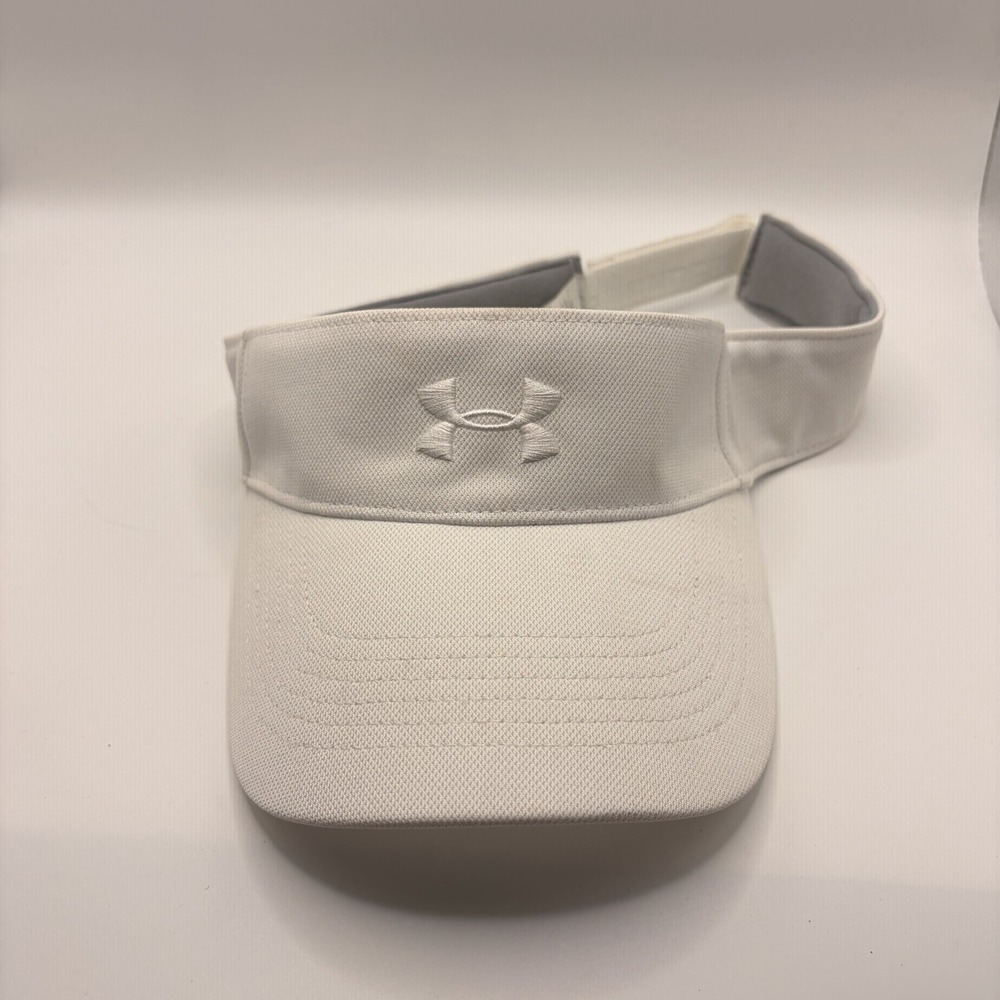Under Armour Womens White Gray Adjustable Golf Running Visor 1351279 OSFA